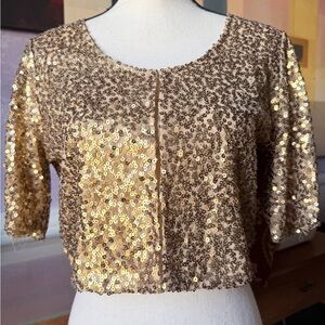 Gold Sequin Cropped Jacket - Women
